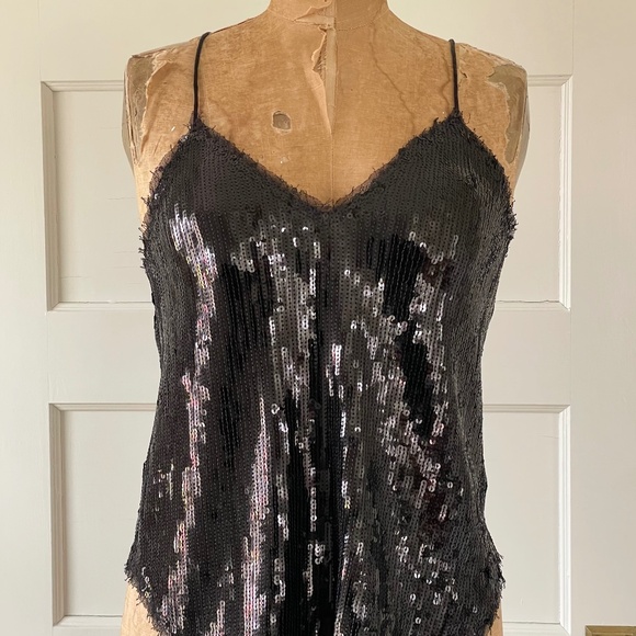 Style Rack Tops - Style Rack Black Sequin Camisole / Racer Top | Size Small
